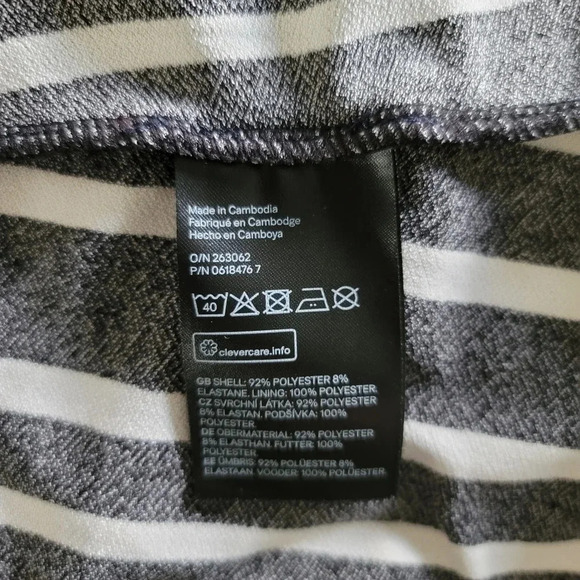 H&M Black White Striped Dress V-neck Size S Tie Wa - Picture 3 of 10